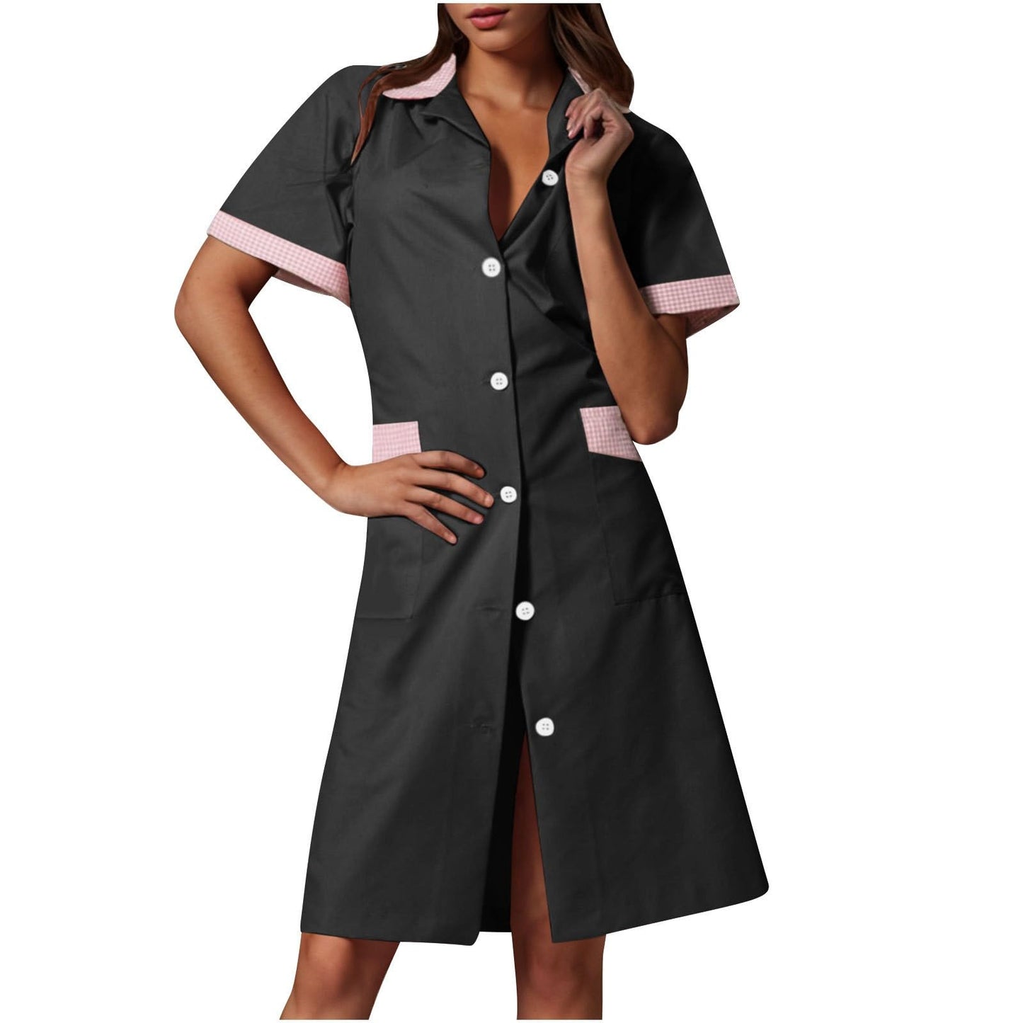 CCHYZKSO Women's Short Sleeve Nurse Uniform Dress