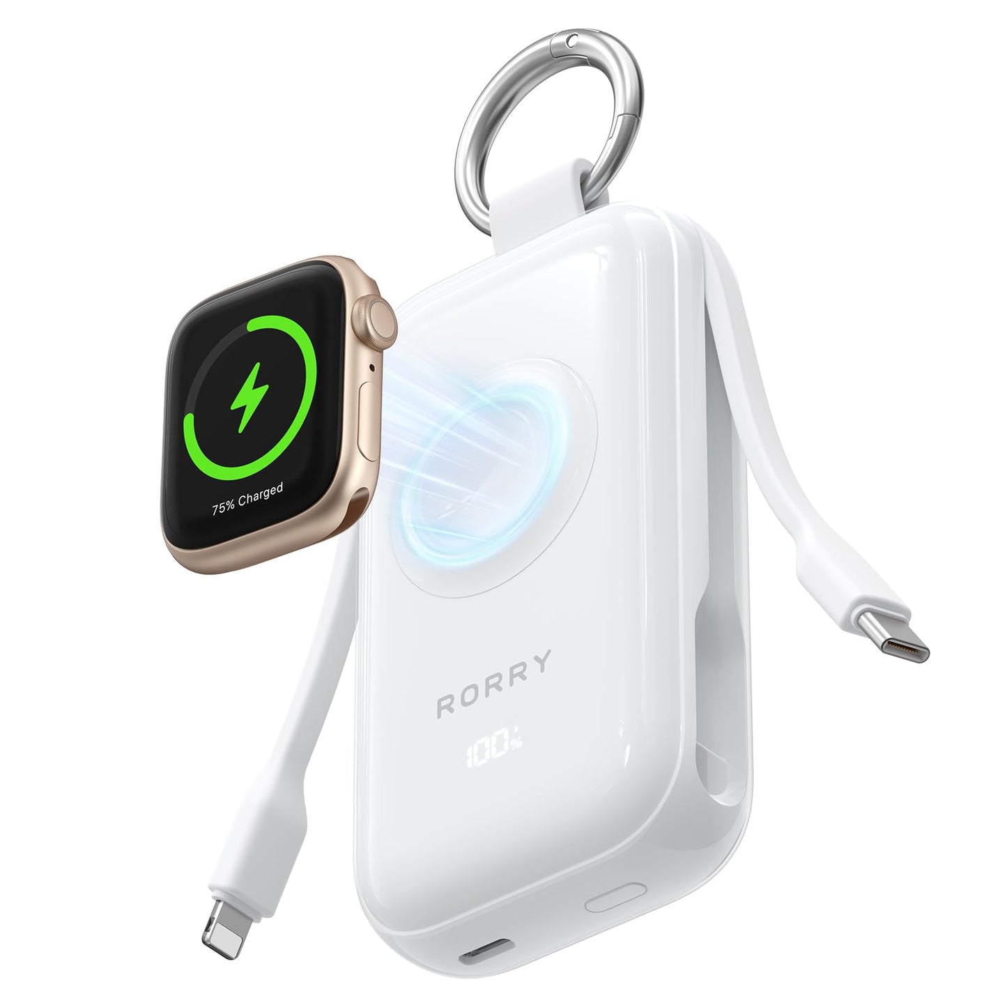 RORRY CharmGo Pro 45W Keychain Power Bank 10000mAh with Built-in Charging Cables