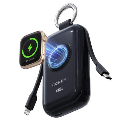 RORRY CharmGo Pro 45W Keychain Power Bank 10000mAh with Built-in Charging Cables