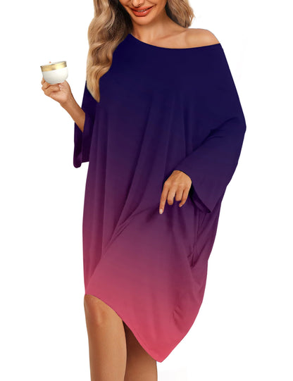 KFUBUO Plus Size Sleep Shirt Dress with Pocket