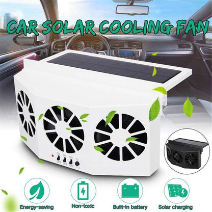 Solar Car Exhaust Fan, Dual Outlet Rechargeable Window Cooling Vent Fan