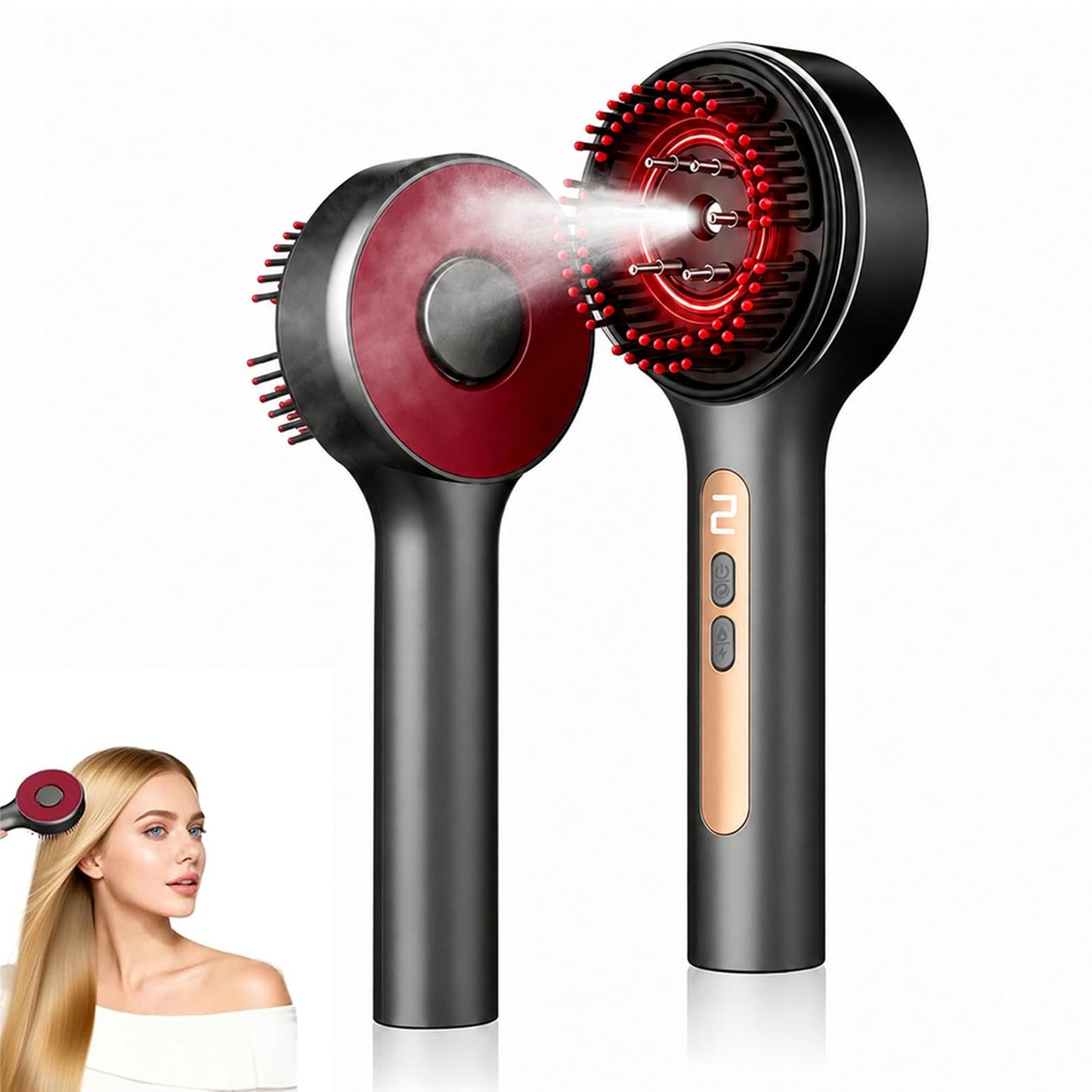 Electric 3-in-1 Scalp Massager, Nano Mist, IPX7 Waterproof, Portable