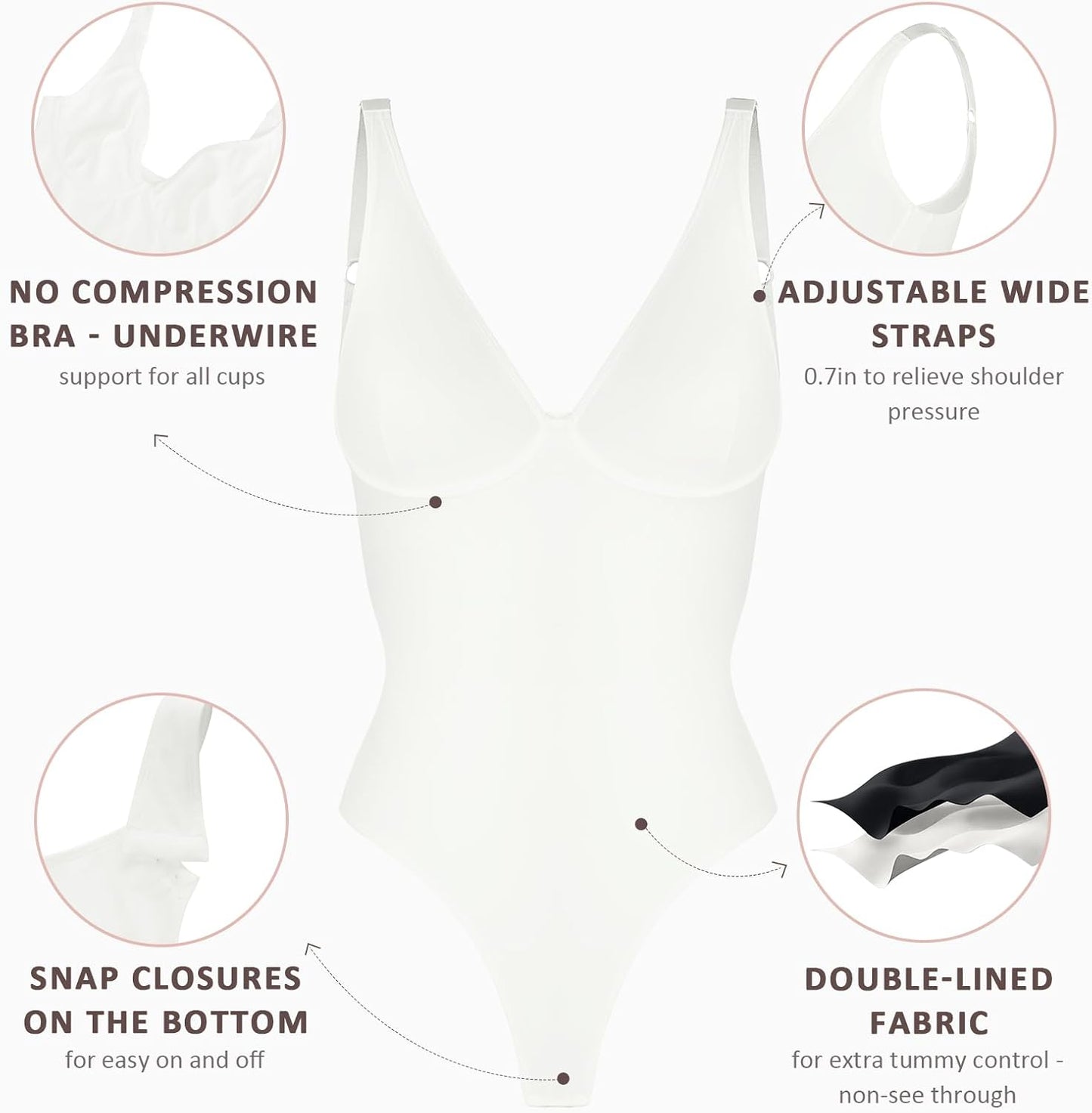 FeelinGirl Thong Shapewear Bodysuit for Women