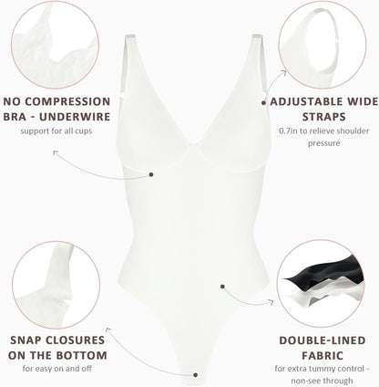 FeelinGirl Thong Shapewear Bodysuit for Women