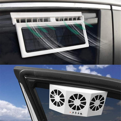 Solar Car Exhaust Fan, Dual Outlet Rechargeable Window Cooling Vent Fan
