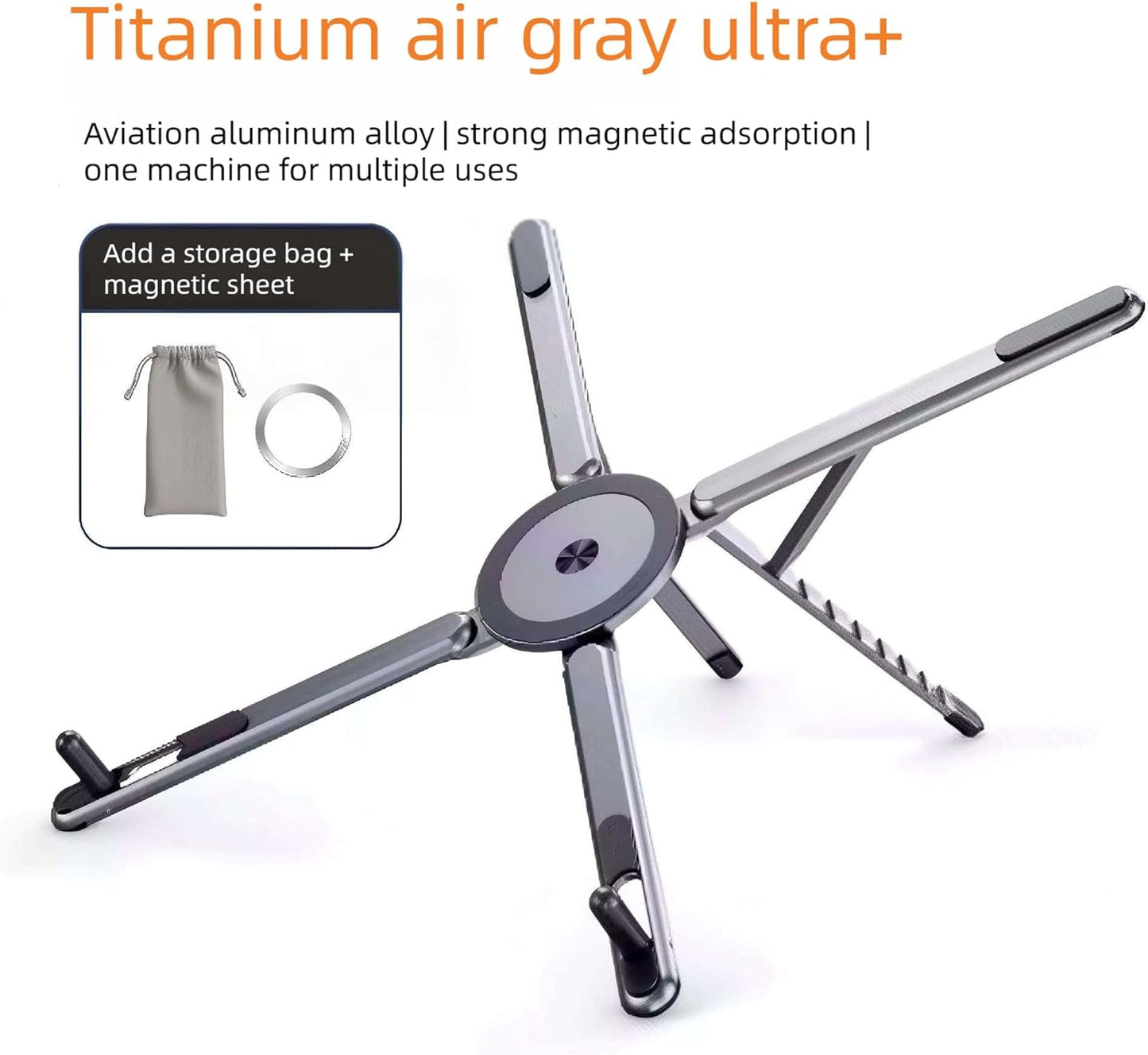 Adjustable Foldable Laptop Stand with Magnetic Phone Holder