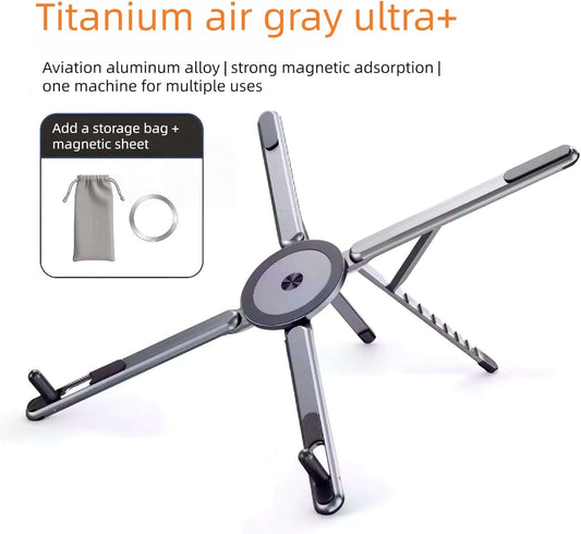 Adjustable Foldable Laptop Stand with Magnetic Phone Holder