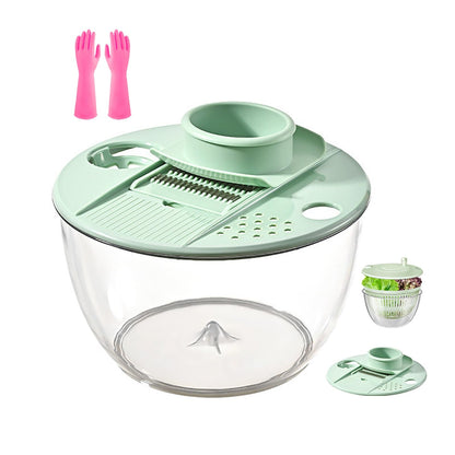 Salad Spinner & Veg Grater Set, Large Bowl, Slicer & Shredder, Manual Kitchen Gadget