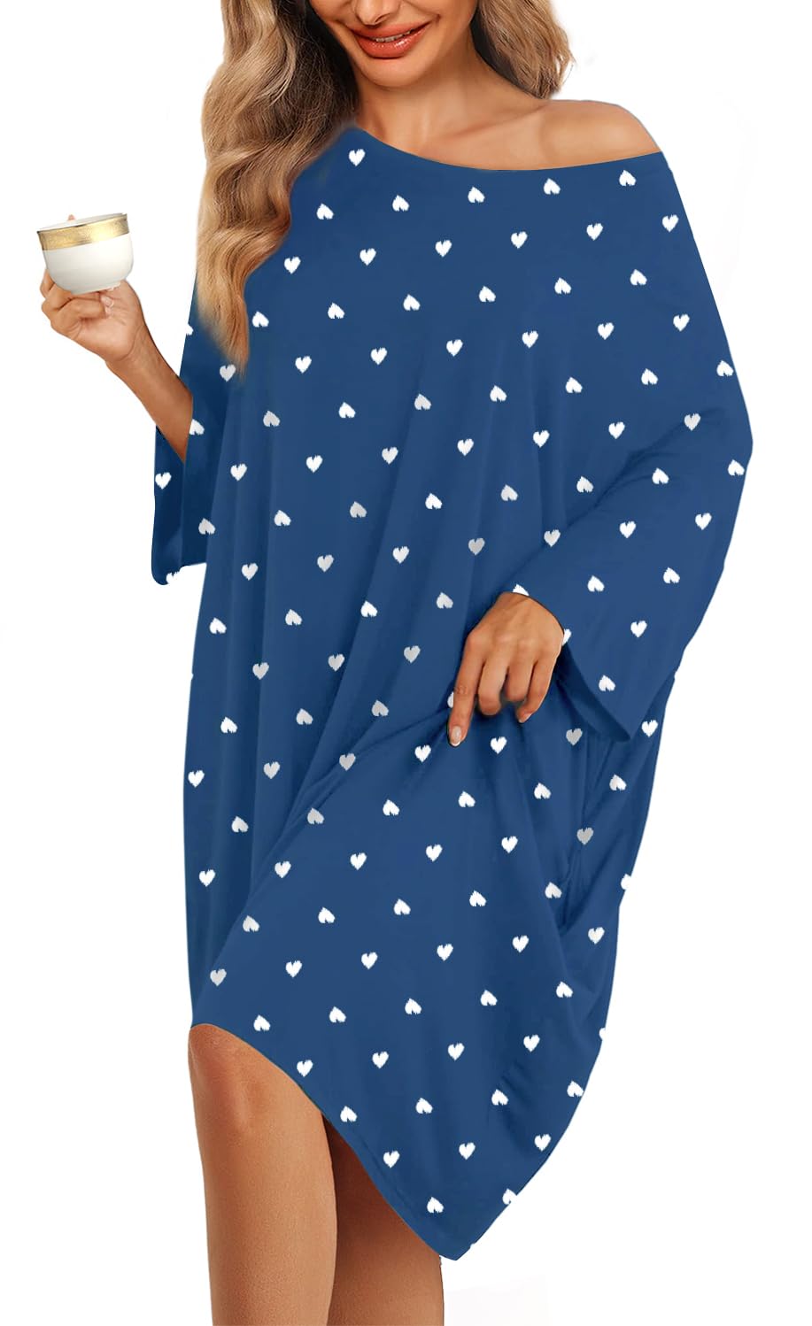 KFUBUO Plus Size Sleep Shirt Dress with Pocket