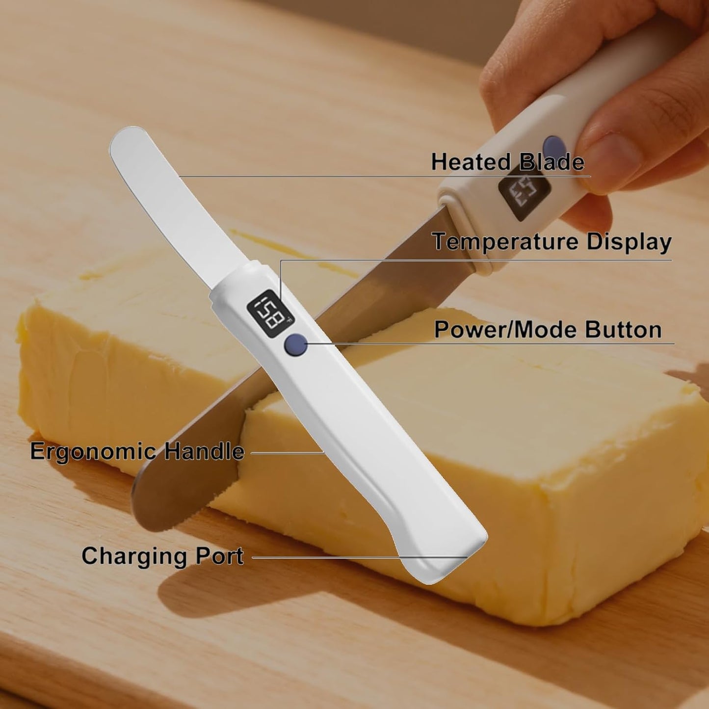 Cordless Rechargeable Heated Butter Knife Fast Heating Waterproof