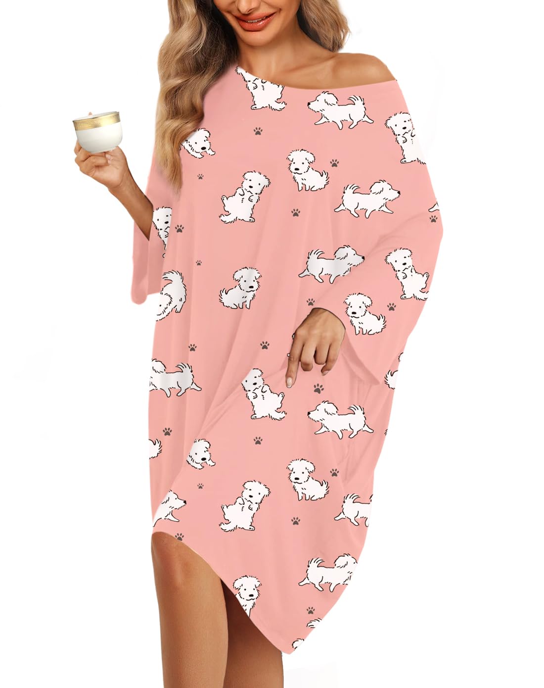 KFUBUO Plus Size Sleep Shirt Dress with Pocket