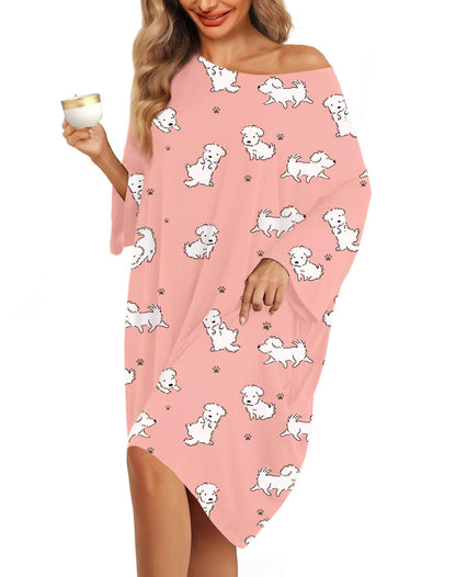 KFUBUO Plus Size Sleep Shirt Dress with Pocket