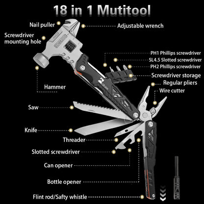 18 in 1 Stainless Steel Survival Multitool Pliers with Replaceable Alloy Blades