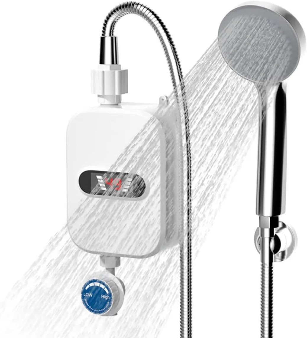 Electric Tankless Shower Head, Instant Water Heater, Temp Adjustable