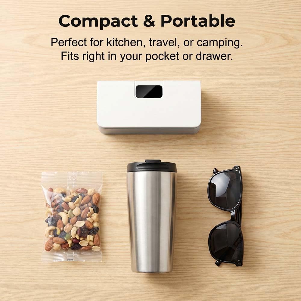 USB Rechargeable Mini Bag Sealer & Cutter with Digital Display