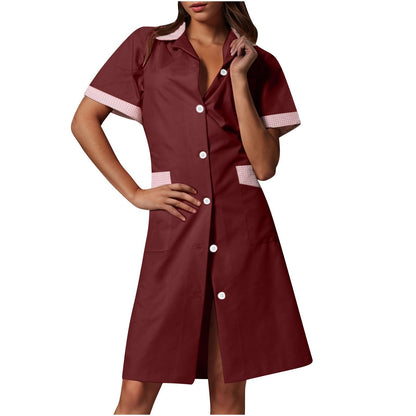 CCHYZKSO Women's Short Sleeve Nurse Uniform Dress