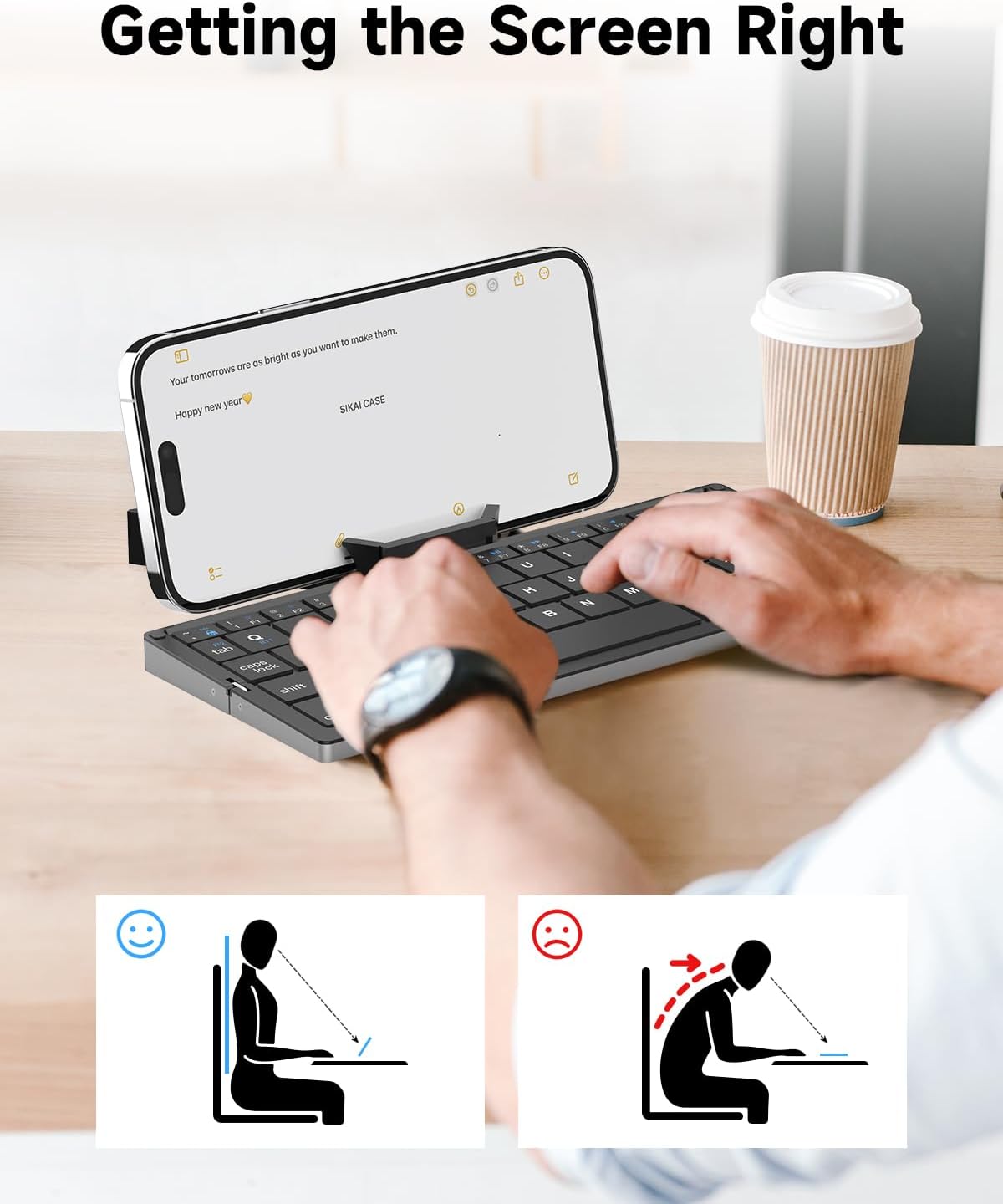 Foldable Bluetooth Keyboard with Magnetic Stand, Rechargeable & Portable