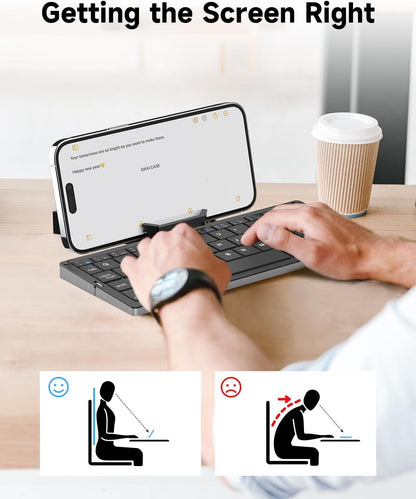 Foldable Bluetooth Keyboard with Magnetic Stand, Rechargeable & Portable