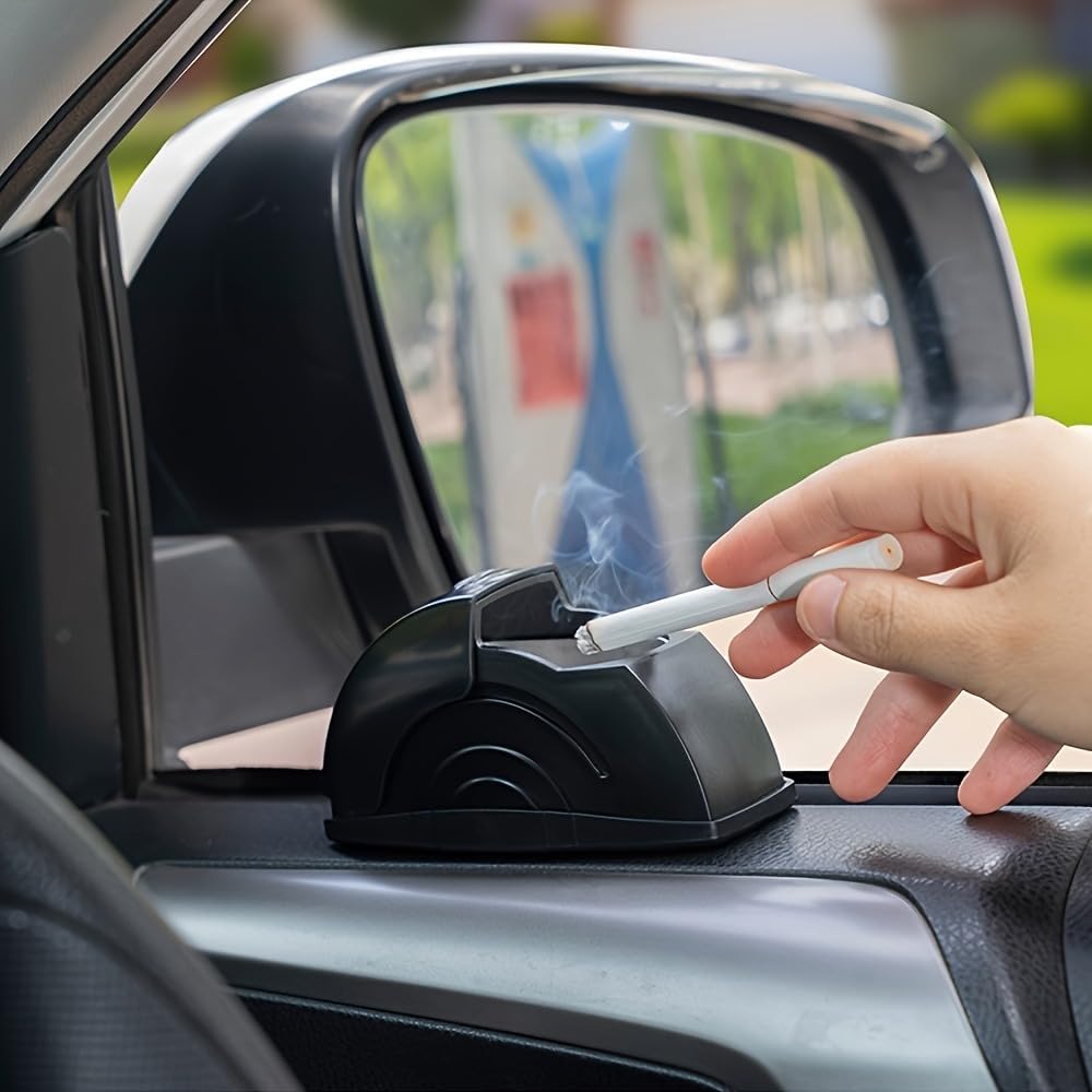 Portable Windproof Car Ashtray with Lid Spill Proof Cup Holder Fit