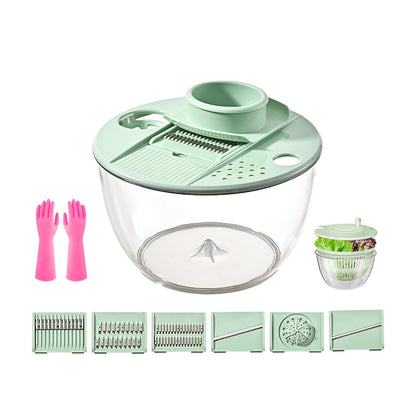 Salad Spinner & Veg Grater Set, Large Bowl, Slicer & Shredder, Manual Kitchen Gadget