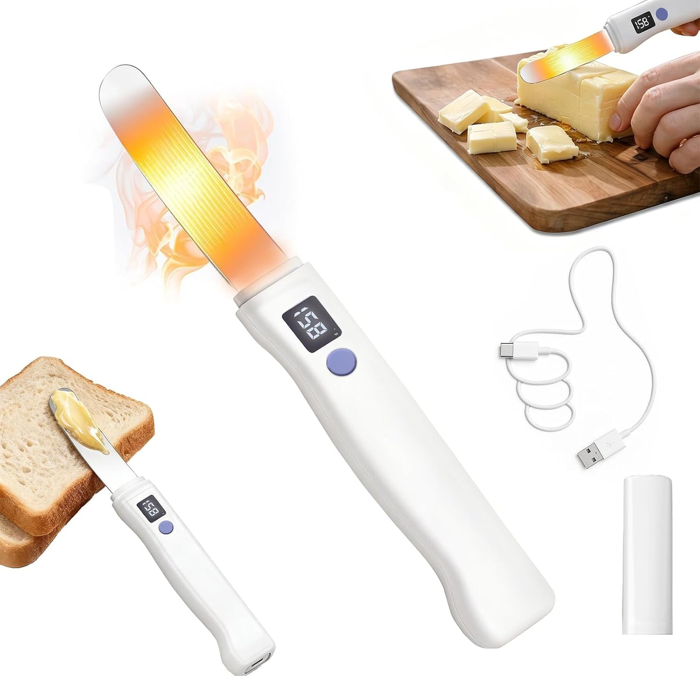 Cordless Rechargeable Heated Butter Knife Fast Heating Waterproof