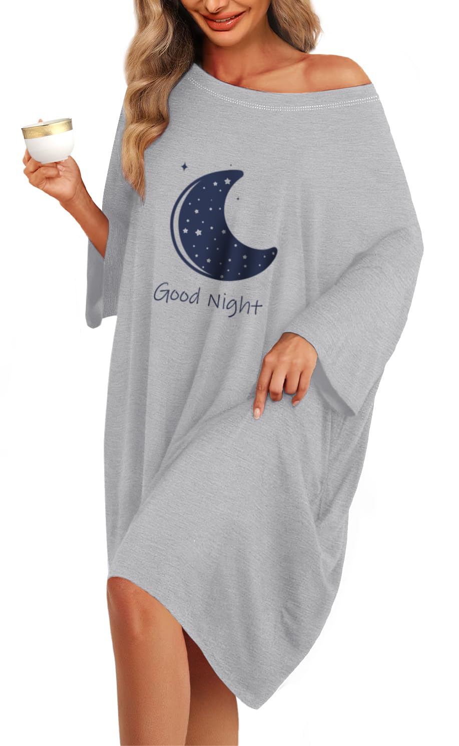 KFUBUO Plus Size Sleep Shirt Dress with Pocket