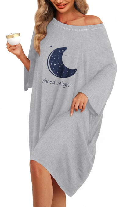 KFUBUO Plus Size Sleep Shirt Dress with Pocket