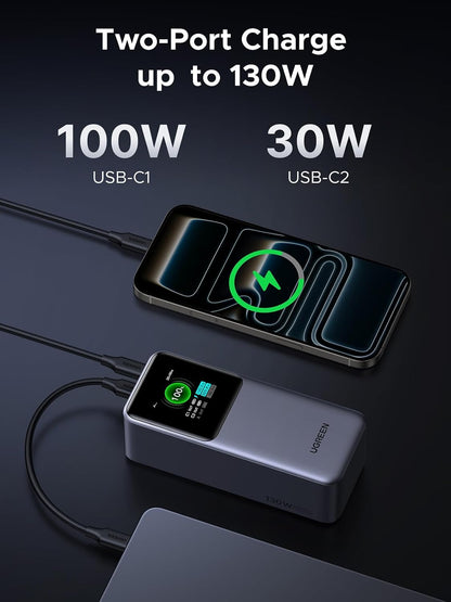 UGREEN Nexode 130W 20000mAh Smart Display Portable Charger