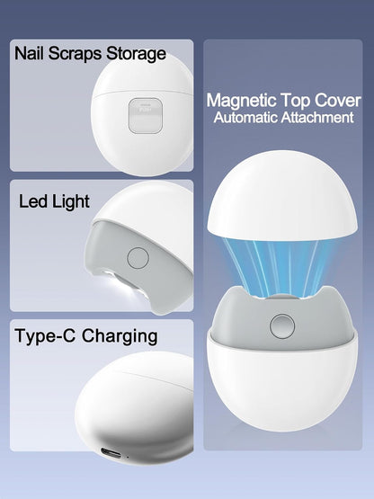 Electric Automatic Nail Clipper with LED Light & USB Rechargeable