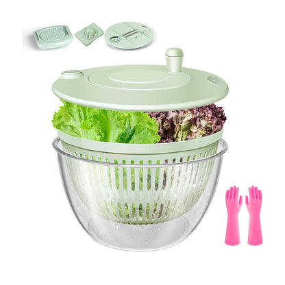 Salad Spinner & Veg Grater Set, Large Bowl, Slicer & Shredder, Manual Kitchen Gadget