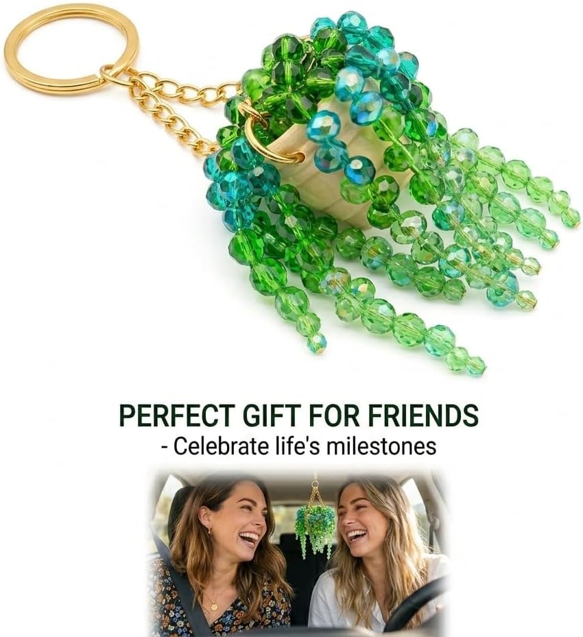 Boho Beaded Sun Catcher Car Charm, Crystal Pearl Mirror Hanger