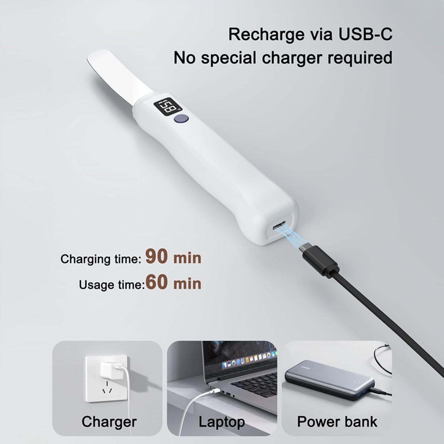 Cordless Rechargeable Heated Butter Knife Fast Heating Waterproof