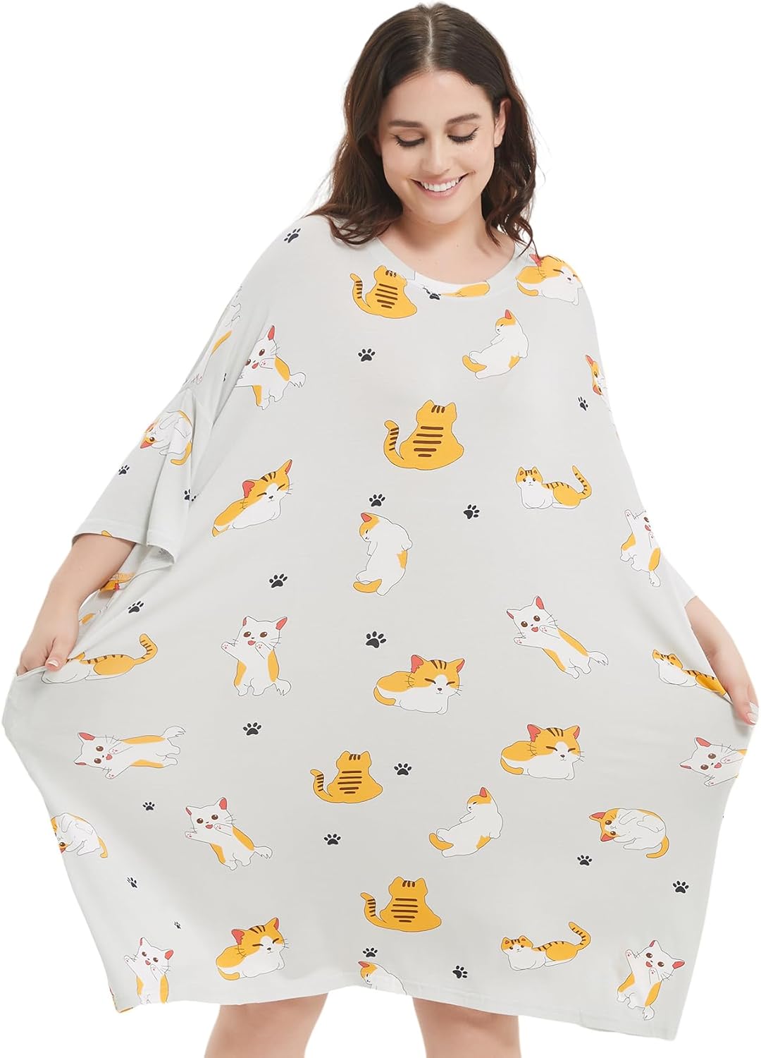 KFUBUO Plus Size Sleep Shirt Dress with Pocket
