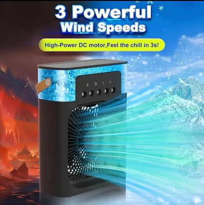 Portable Air Cooler Fan with Humidifier, LED Light & Timer
