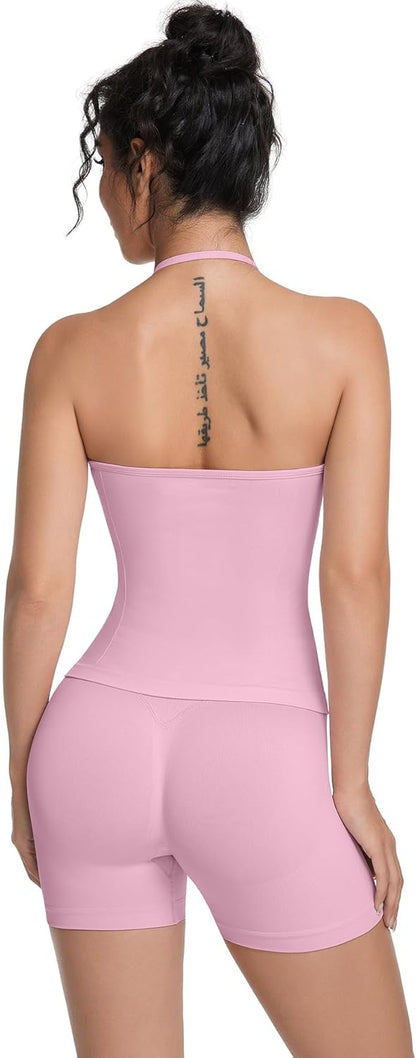 OVESPORT Women's 2-Piece Workout Set with Tank Top & Shorts