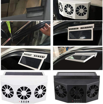 Solar Car Exhaust Fan, Dual Outlet Rechargeable Window Cooling Vent Fan