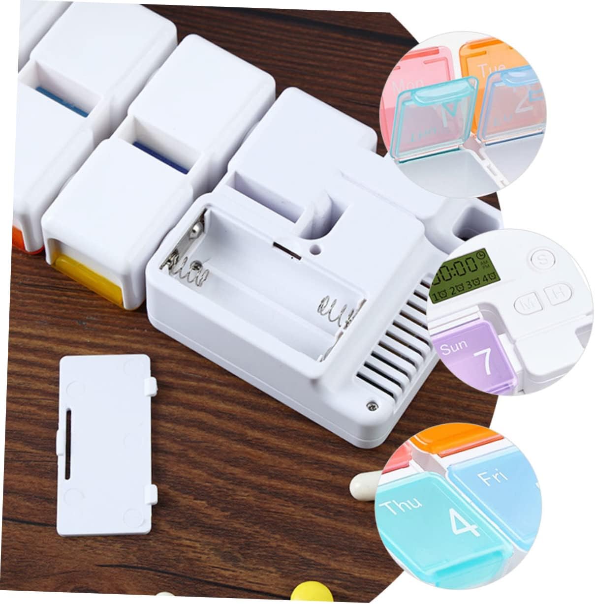7-Day Alarm Pill Organizer, Food-Grade Moisture & Lightproof Portable Medicine Case for Seniors Travel