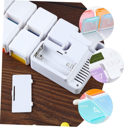 7-Day Alarm Pill Organizer, Food-Grade Moisture & Lightproof Portable Medicine Case for Seniors Travel