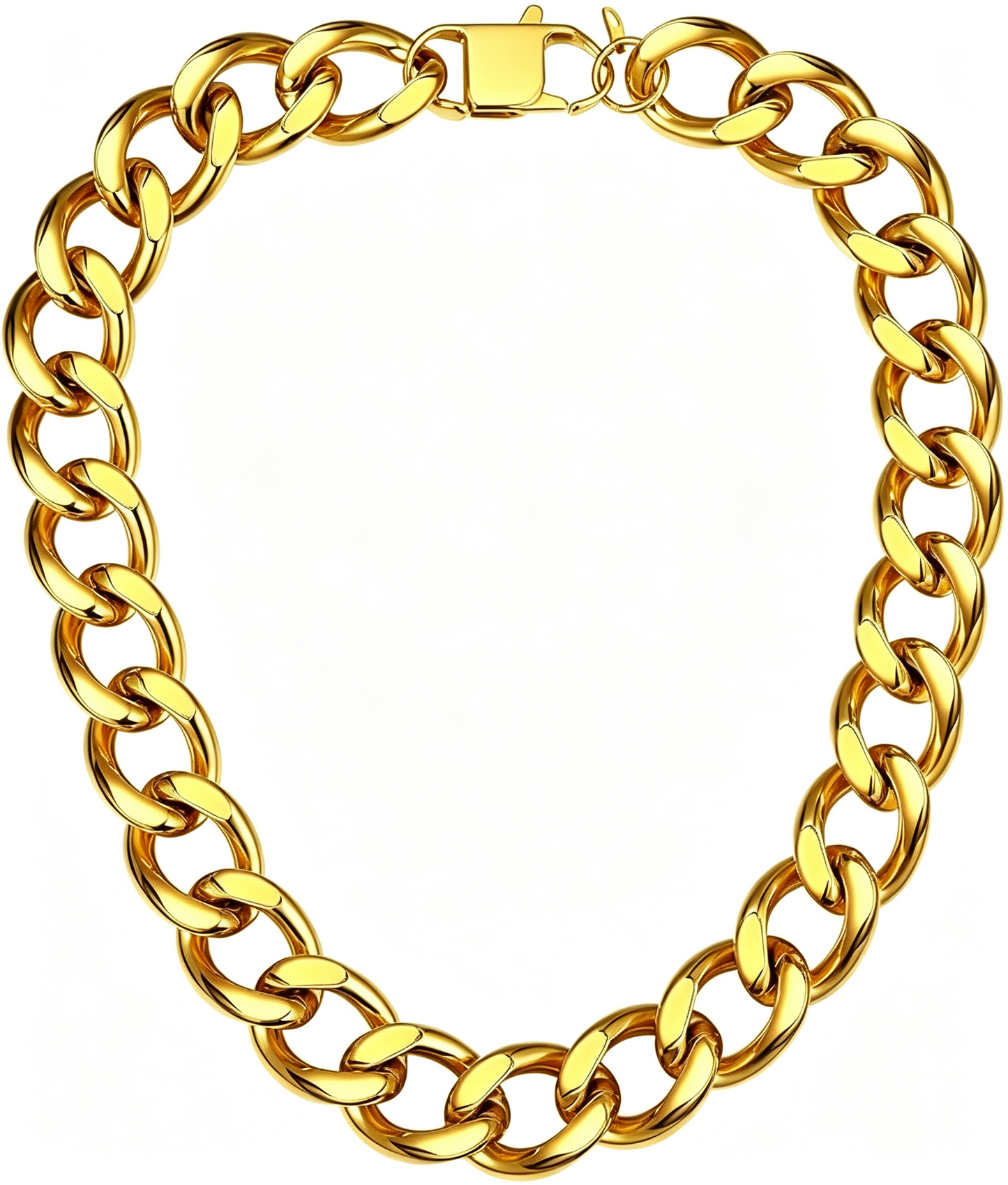 Chunky Cuban Link Chain Necklace for Women, Stainless Steel Gold Tone Hip Hop Choker