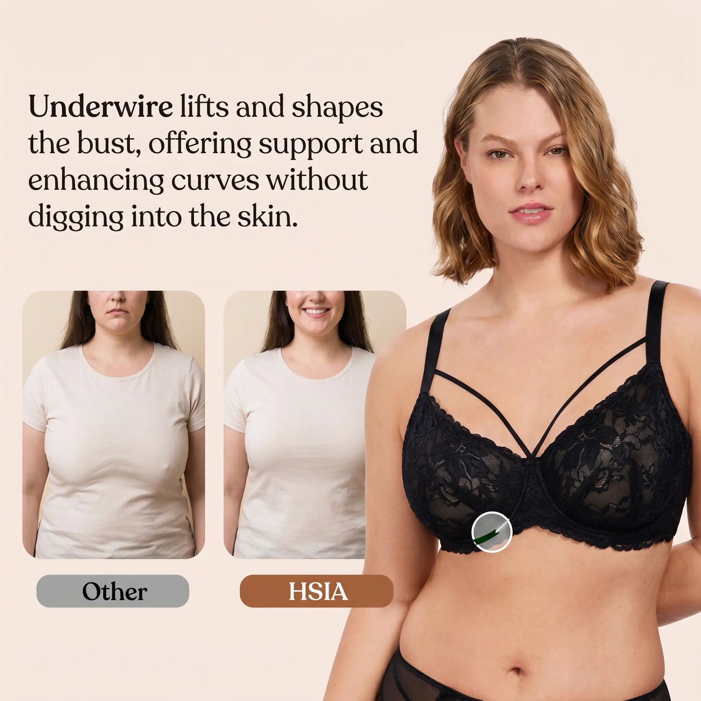 HSIA Pretty In Petals Plus Size Full Coverage Underwire Lace Bra