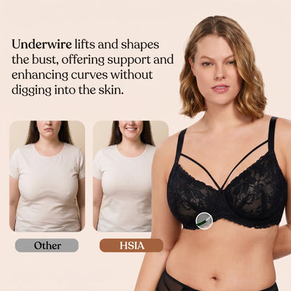 HSIA Pretty In Petals Plus Size Full Coverage Underwire Lace Bra
