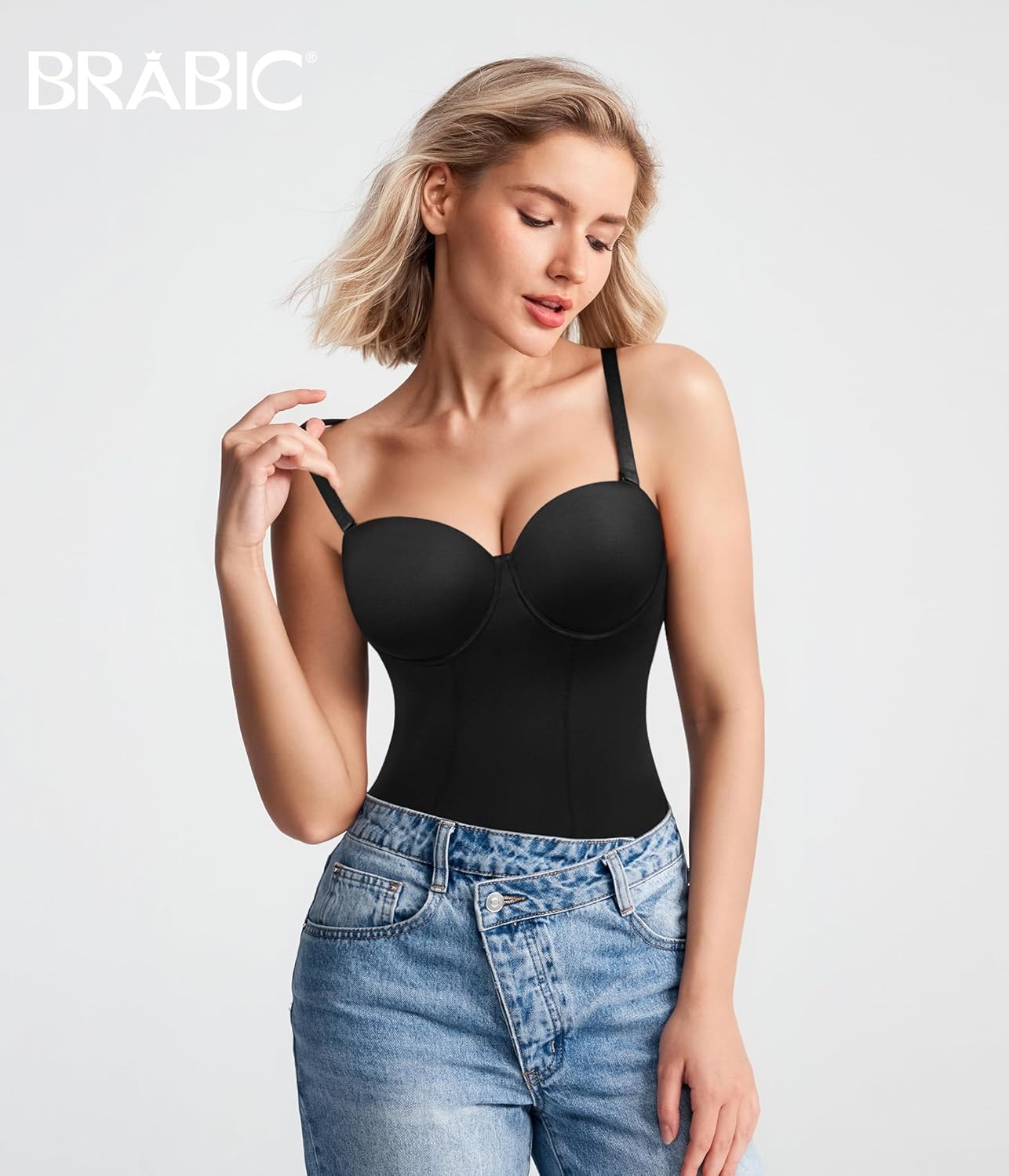BRABIC Backless Shapewear Bodysuit for Women with Built-in Bra