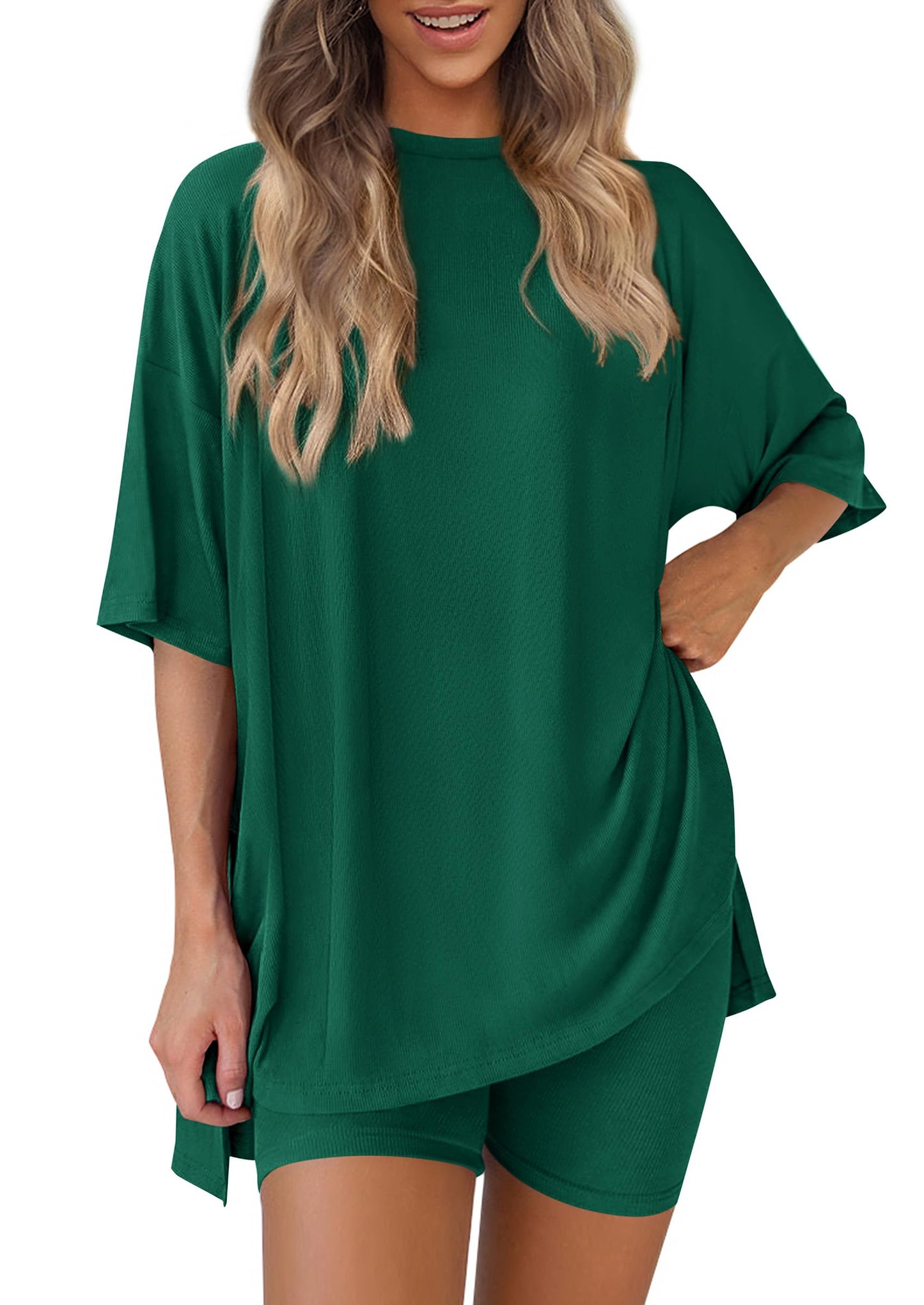 PRETTYGARDEN Women's Casual 2-Piece Lounge Set with Biker Shorts