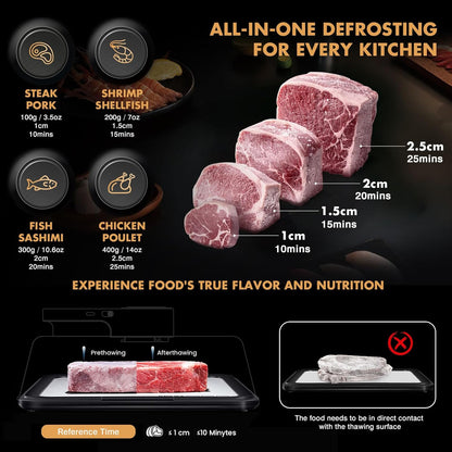 AuntyFey Rapid Meat Defrost Tray Airflow Tech, No Water