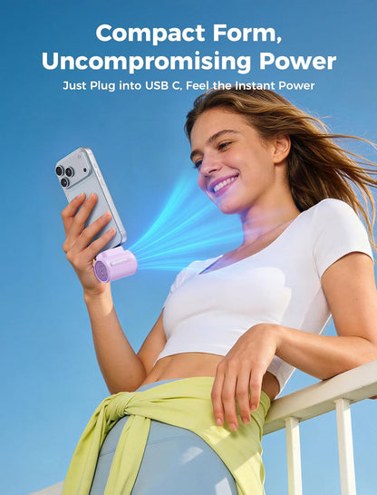 Portable USB C Phone Cooling Fan 17000RPM 4 Speed Mini Fan for iPhone Tablet