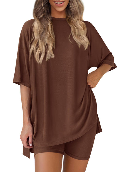 PRETTYGARDEN Women's Casual 2-Piece Lounge Set with Biker Shorts