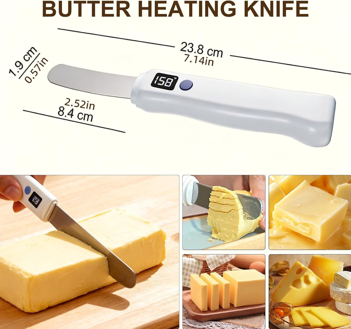 Cordless Rechargeable Heated Butter Knife Fast Heating Waterproof