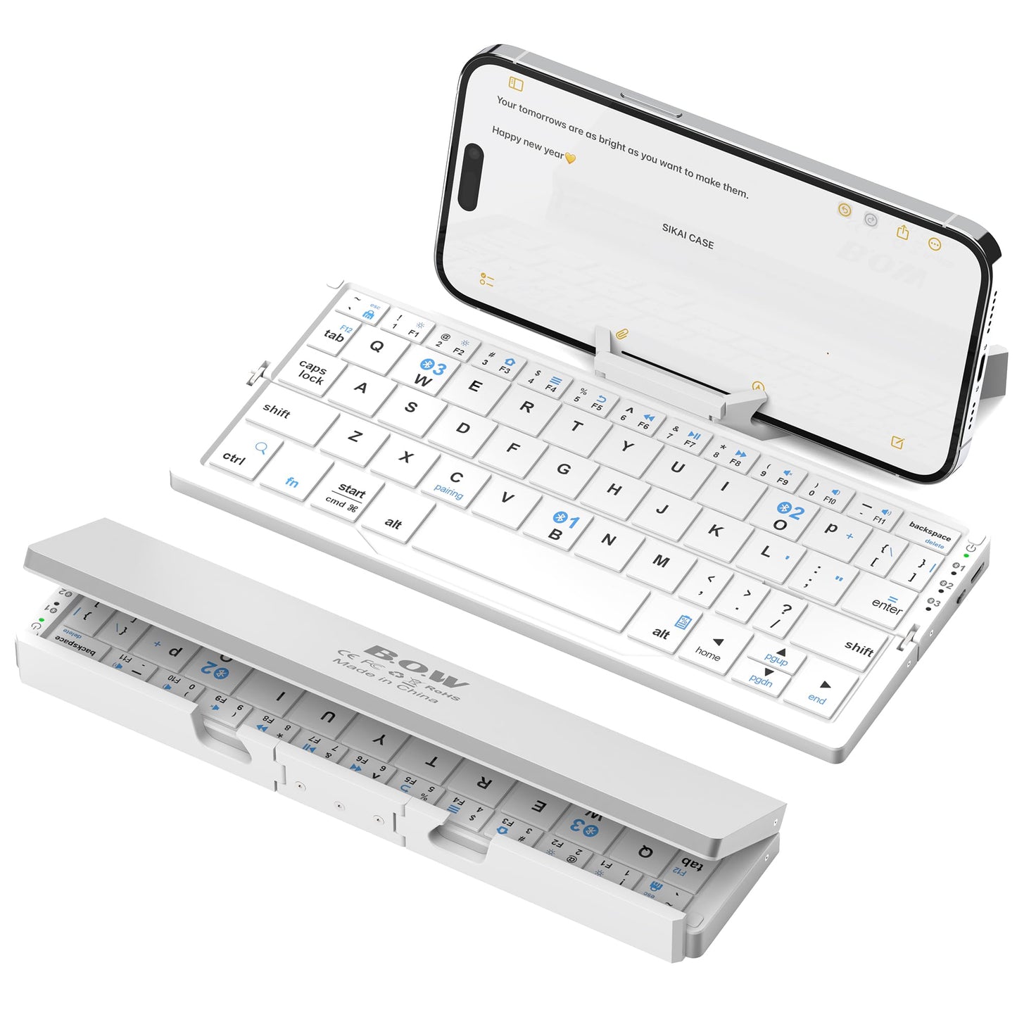 Foldable Bluetooth Keyboard with Magnetic Stand, Rechargeable & Portable