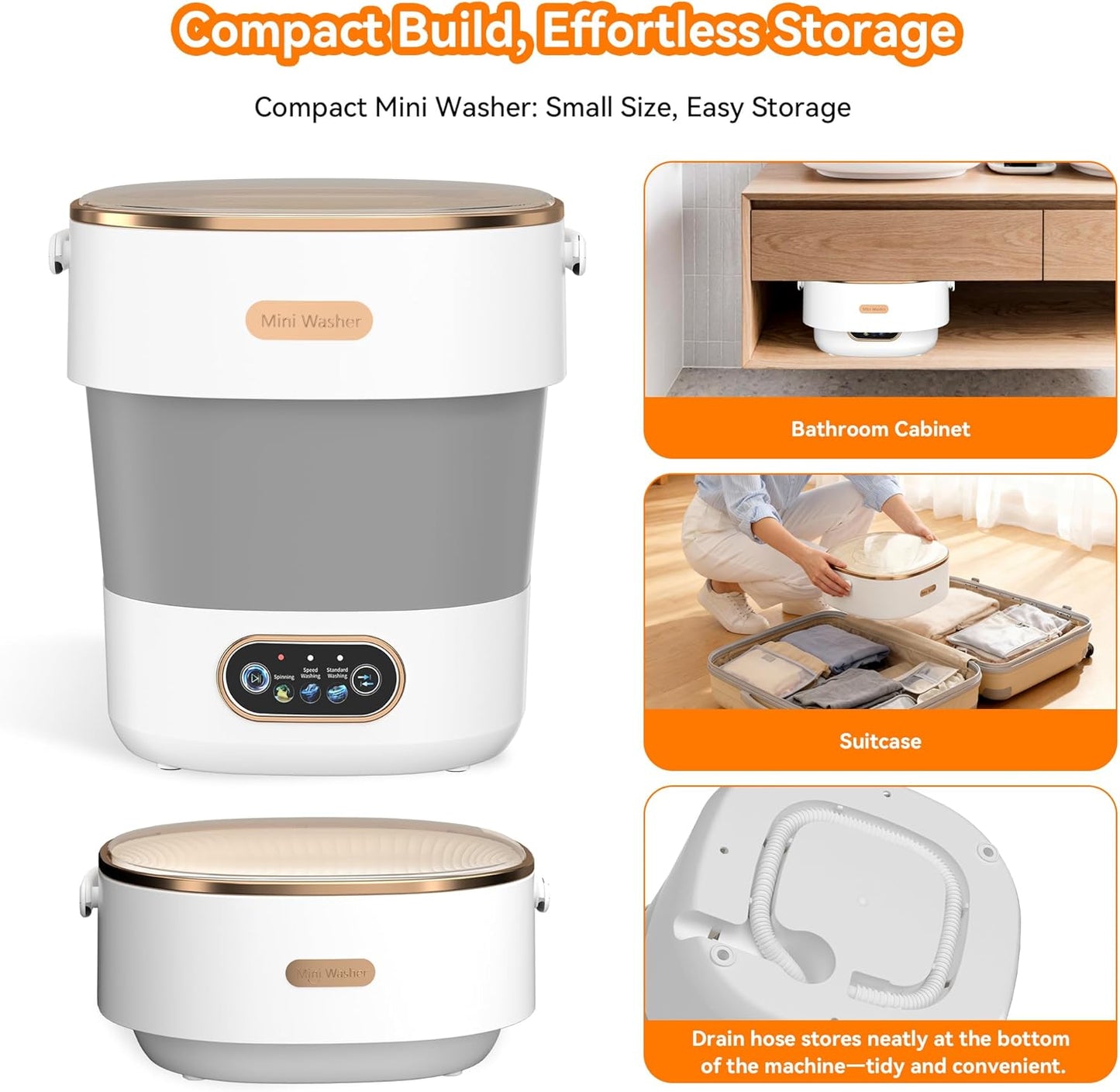 20L Foldable Portable Washing Machine with Spin Dryer for Travel Dorm RV