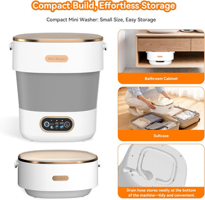 20L Foldable Portable Washing Machine with Spin Dryer for Travel Dorm RV